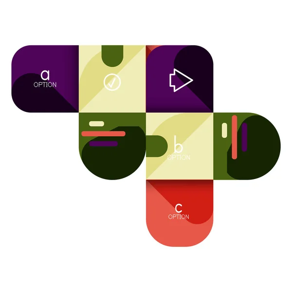 Infografik Option und Schritt für Schritt in abgerundeten Quadraten, Element von Diagramm, Diagramm, Diagramm mit Optionen, Teilen, Prozessen — Stockvektor