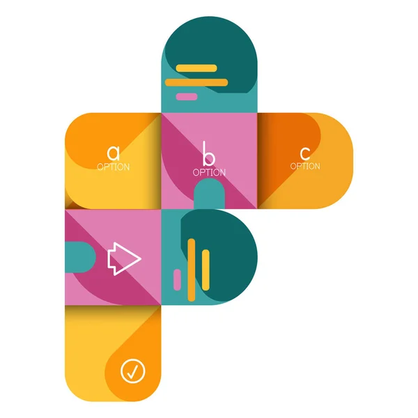 Infografik Option und Schritt für Schritt in abgerundeten Quadraten, Element von Diagramm, Diagramm, Diagramm mit Optionen, Teilen, Prozessen — Stockvektor