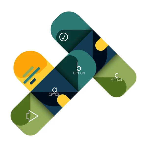 Infografik Option und Schritt für Schritt in abgerundeten Quadraten, Element von Diagramm, Diagramm, Diagramm mit Optionen, Teilen, Prozessen — Stockvektor