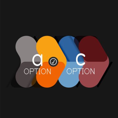 Düz tasarım geometrik infographics, ok şekli vektör etiket veya etiket, Fiyat etiketleri, promosyon rozet, simgesi tasarım, kağıt tarzı düzeni verileri grafik görselleştirme adım adım süreci için için teklif