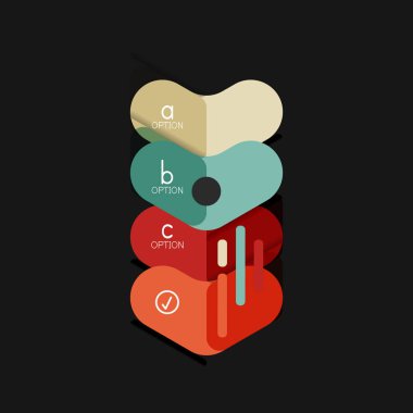 Düz tasarım geometrik infographics, ok şekli vektör etiket veya etiket, Fiyat etiketleri, promosyon rozet, simgesi tasarım, kağıt tarzı düzeni verileri grafik görselleştirme adım adım süreci için için teklif