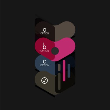 Düz tasarım geometrik infographics, ok şekli vektör etiket veya etiket, Fiyat etiketleri, promosyon rozet, simgesi tasarım, kağıt tarzı düzeni verileri grafik görselleştirme adım adım süreci için için teklif