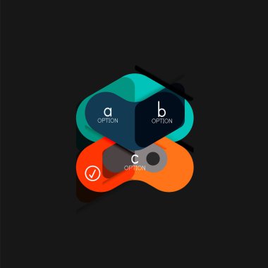 Düz tasarım geometrik infographics, ok şekli vektör etiket veya etiket, Fiyat etiketleri, promosyon rozet, simgesi tasarım, kağıt tarzı düzeni verileri grafik görselleştirme adım adım süreci için için teklif