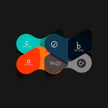 Düz tasarım geometrik infographics, ok şekli vektör etiket veya etiket, Fiyat etiketleri, promosyon rozet, simgesi tasarım, kağıt tarzı düzeni verileri grafik görselleştirme adım adım süreci için için teklif