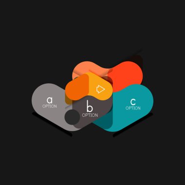 Düz tasarım geometrik infographics, ok şekli vektör etiket veya etiket, Fiyat etiketleri, promosyon rozet, simgesi tasarım, kağıt tarzı düzeni verileri grafik görselleştirme adım adım süreci için için teklif