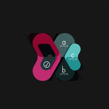 Düz tasarım geometrik infographics, ok şekli vektör etiket veya etiket, Fiyat etiketleri, promosyon rozet, simgesi tasarım, kağıt tarzı düzeni verileri grafik görselleştirme adım adım süreci için için teklif