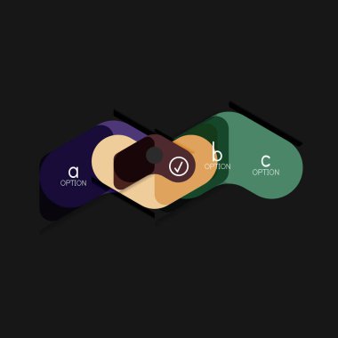 Düz tasarım geometrik infographics, ok şekli vektör etiket veya etiket, Fiyat etiketleri, promosyon rozet, simgesi tasarım, kağıt tarzı düzeni verileri grafik görselleştirme adım adım süreci için için teklif