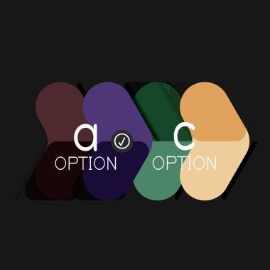 Düz tasarım geometrik infographics, ok şekli vektör etiket veya etiket, Fiyat etiketleri, promosyon rozet, simgesi tasarım, kağıt tarzı düzeni verileri grafik görselleştirme adım adım süreci için için teklif