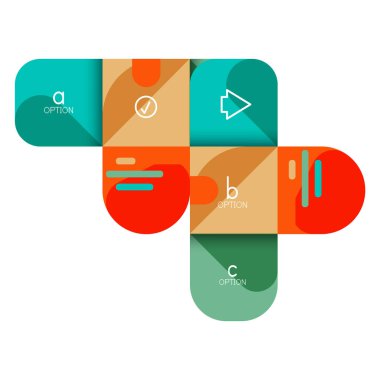 Infographics seçeneği ve adım adım içinde yuvarlak kareler, grafik, grafik, diyagram seçenekleri, parçalar, süreçleri ile unsuru