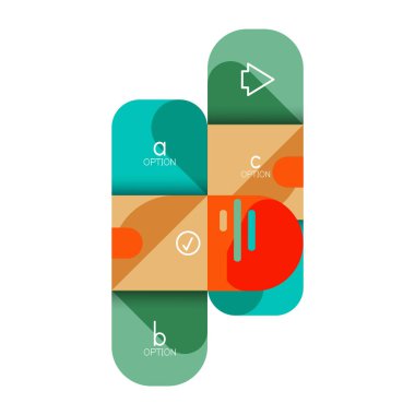 Infographics seçeneği ve adım adım içinde yuvarlak kareler, grafik, grafik, diyagram seçenekleri, parçalar, süreçleri ile unsuru