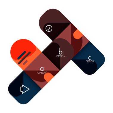 Infographics seçeneği ve adım adım içinde yuvarlak kareler, grafik, grafik, diyagram seçenekleri, parçalar, süreçleri ile unsuru