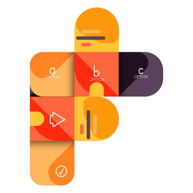 Infographics seçeneği ve adım adım içinde yuvarlak kareler, grafik, grafik, diyagram seçenekleri, parçalar, süreçleri ile unsuru