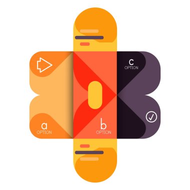 Infographics seçeneği ve adım adım içinde yuvarlak kareler, grafik, grafik, diyagram seçenekleri, parçalar, süreçleri ile unsuru