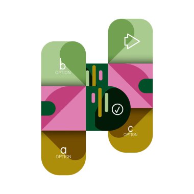 Infographics seçeneği ve adım adım içinde yuvarlak kareler, grafik, grafik, diyagram seçenekleri, parçalar, süreçleri ile unsuru