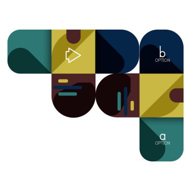 Infographics seçeneği ve adım adım içinde yuvarlak kareler, grafik, grafik, diyagram seçenekleri, parçalar, süreçleri ile unsuru