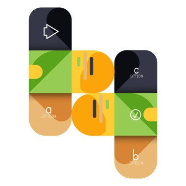 Infographics seçeneği ve adım adım içinde yuvarlak kareler, grafik, grafik, diyagram seçenekleri, parçalar, süreçleri ile unsuru