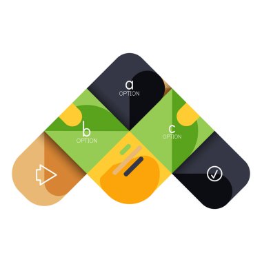 Infographics seçeneği ve adım adım içinde yuvarlak kareler, grafik, grafik, diyagram seçenekleri, parçalar, süreçleri ile unsuru