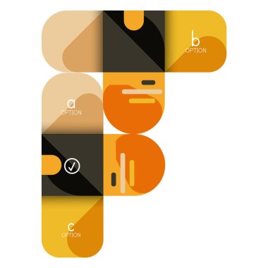 Infographics seçeneği ve adım adım içinde yuvarlak kareler, grafik, grafik, diyagram seçenekleri, parçalar, süreçleri ile unsuru