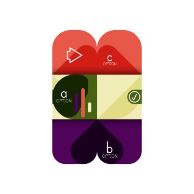 Infographics seçeneği ve adım adım içinde yuvarlak kareler, grafik, grafik, diyagram seçenekleri, parçalar, süreçleri ile unsuru