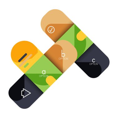 Infographics seçeneği ve adım adım içinde yuvarlak kareler, grafik, grafik, diyagram seçenekleri, parçalar, süreçleri ile unsuru