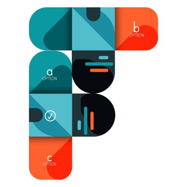 Infographics seçeneği ve adım adım içinde yuvarlak kareler, grafik, grafik, diyagram seçenekleri, parçalar, süreçleri ile unsuru