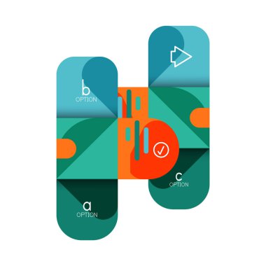 Infographics seçeneği ve adım adım içinde yuvarlak kareler, grafik, grafik, diyagram seçenekleri, parçalar, süreçleri ile unsuru