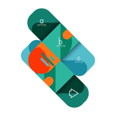 Infographics seçeneği ve adım adım içinde yuvarlak kareler, grafik, grafik, diyagram seçenekleri, parçalar, süreçleri ile unsuru