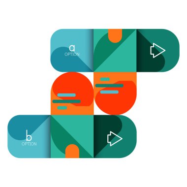 Infographics seçeneği ve adım adım içinde yuvarlak kareler, grafik, grafik, diyagram seçenekleri, parçalar, süreçleri ile unsuru