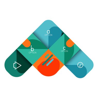 Infographics seçeneği ve adım adım içinde yuvarlak kareler, grafik, grafik, diyagram seçenekleri, parçalar, süreçleri ile unsuru. Sunuyu veya web bilgi ekranı için vektör iş şablonu