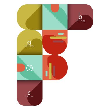 Infographics seçeneği ve adım adım içinde yuvarlak kareler, grafik, grafik, diyagram seçenekleri, parçalar, süreçleri ile unsuru