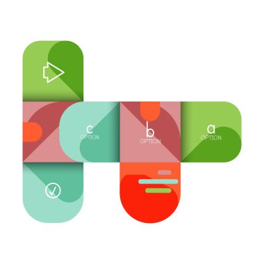 Infographics seçeneği ve adım adım içinde yuvarlak kareler, grafik, grafik, diyagram seçenekleri, parçalar, süreçleri ile unsuru