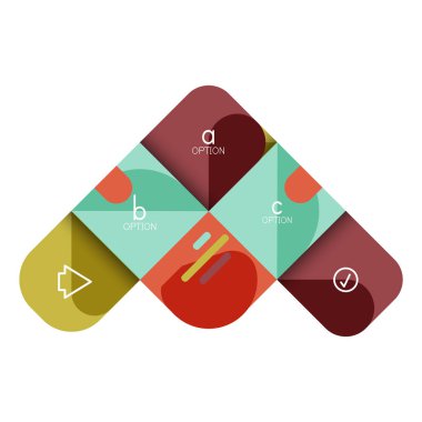 Infographics seçeneği ve adım adım içinde yuvarlak kareler, grafik, grafik, diyagram seçenekleri, parçalar, süreçleri ile unsuru