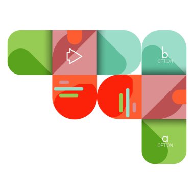 Infographics seçeneği ve adım adım içinde yuvarlak kareler, grafik, grafik, diyagram seçenekleri, parçalar, süreçleri ile unsuru