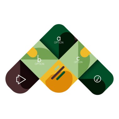 Infographics seçeneği ve adım adım içinde yuvarlak kareler, grafik, grafik, diyagram seçenekleri, parçalar, süreçleri ile unsuru