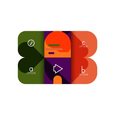 Infographics seçeneği ve adım adım içinde yuvarlak kareler, grafik, grafik, diyagram seçenekleri, parçalar, süreçleri ile unsuru