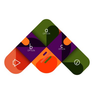 Infographics seçeneği ve adım adım içinde yuvarlak kareler, grafik, grafik, diyagram seçenekleri, parçalar, süreçleri ile unsuru