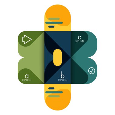 Infographics seçeneği ve adım adım içinde yuvarlak kareler, grafik, grafik, diyagram seçenekleri, parçalar, süreçleri ile unsuru