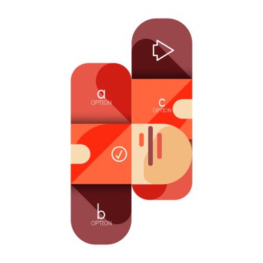 Infographics seçeneği ve adım adım içinde yuvarlak kareler, grafik, grafik, diyagram seçenekleri, parçalar, süreçleri ile unsuru