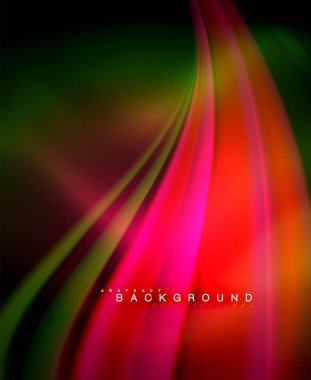 Neon holografik sıvı renkli dalga web, duvar kağıdı, desen, doku ve arka plan için. Vektör çizim