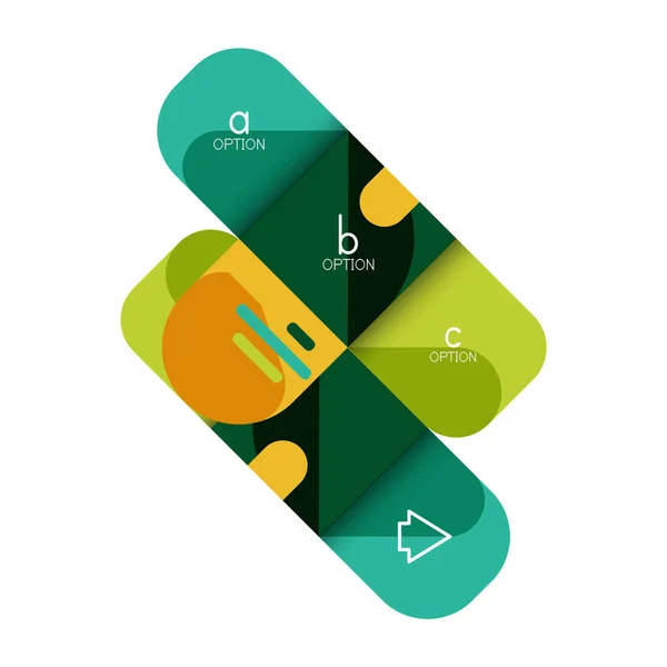 Opção de infográficos e passo a passo em quadrados arredondados, elemento de gráfico, gráfico, diagrama com opções, peças, processos — Vetor de Stock