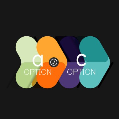 Düz tasarım geometrik infographics, ok şekli vektör etiket veya etiket, Fiyat etiketleri, promosyon rozet, simgesi tasarım, kağıt tarzı düzeni verileri grafik görselleştirme adım adım süreci için için teklif