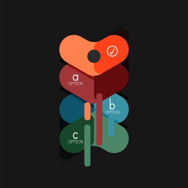 Düz tasarım geometrik infographics, ok şekli vektör etiket veya etiket, Fiyat etiketleri, promosyon rozet, simgesi tasarım, kağıt tarzı düzeni verileri grafik görselleştirme adım adım süreci için için teklif