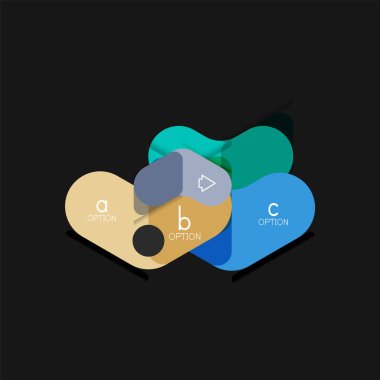 Düz tasarım geometrik infographics, ok şekli vektör etiket veya etiket, Fiyat etiketleri, promosyon rozet, simgesi tasarım, kağıt tarzı düzeni verileri grafik görselleştirme adım adım süreci için için teklif