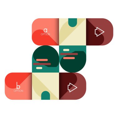 Infographics seçeneği ve adım adım içinde yuvarlak kareler, grafik, grafik, diyagram seçenekleri, parçalar, süreçleri ile unsuru