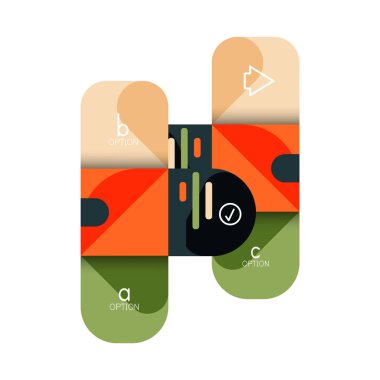 Infographics seçeneği ve adım adım içinde yuvarlak kareler, grafik, grafik, diyagram seçenekleri, parçalar, süreçleri ile unsuru