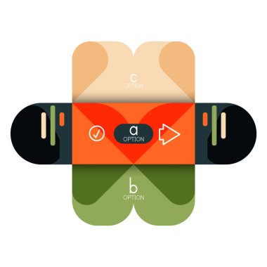 Infographics seçeneği ve adım adım içinde yuvarlak kareler, grafik, grafik, diyagram seçenekleri, parçalar, süreçleri ile unsuru