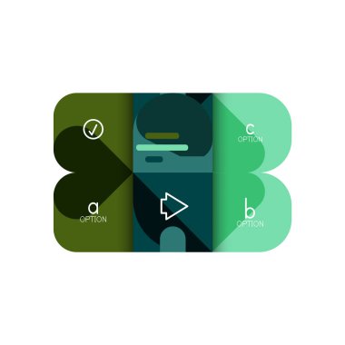 Infographics seçeneği ve adım adım içinde yuvarlak kareler, grafik, grafik, diyagram seçenekleri, parçalar, süreçleri ile unsuru