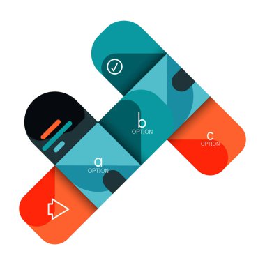 Infographics seçeneği ve adım adım içinde yuvarlak kareler, grafik, grafik, diyagram seçenekleri, parçalar, süreçleri ile unsuru