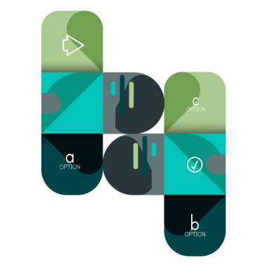 Infographics seçeneği ve adım adım içinde yuvarlak kareler, grafik, grafik, diyagram seçenekleri, parçalar, süreçleri ile unsuru