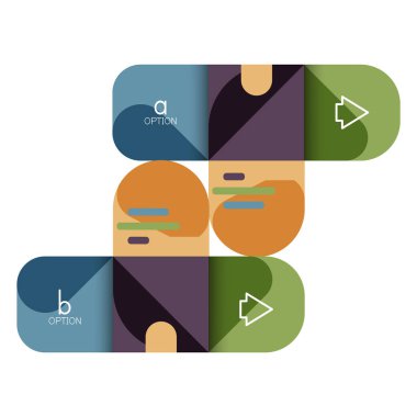 Infographics seçeneği ve adım adım içinde yuvarlak kareler, grafik, grafik, diyagram seçenekleri, parçalar, süreçleri ile unsuru